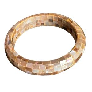 Vintage Mosaic Mother of Pearl Bangle brown/orange tone